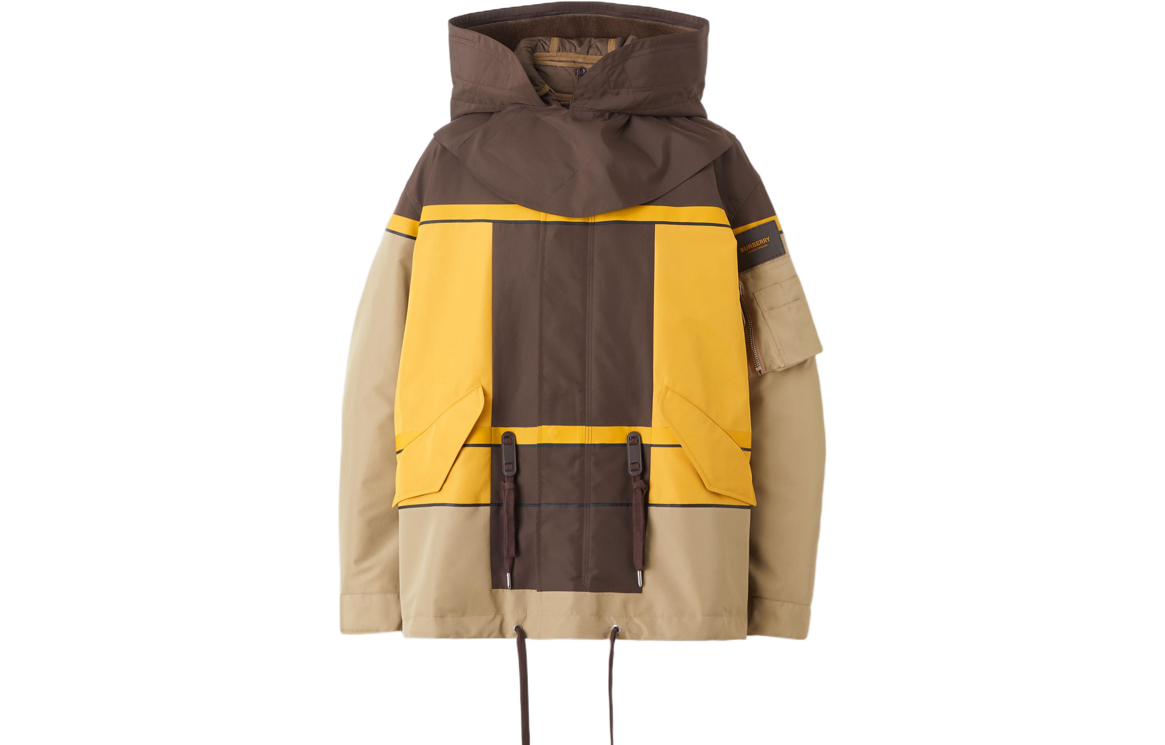 Burberry FW22 Colorblock Detachable Oversized Hooded Jacket Beige Menswear 80549721