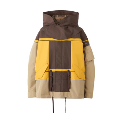 Burberry FW22 Colorblock Detachable Oversized Hooded Jacket Beige Menswear 80549721