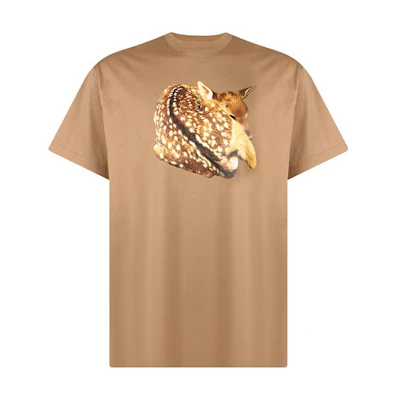 Burberry FW22 Deer Printed Casual Short Sleeve T-Shirt Khaki . 80575331