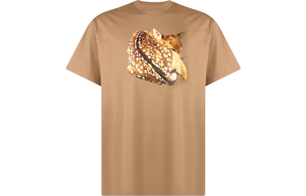 Burberry FW22 Deer Printed Casual Short Sleeve T-Shirt Khaki . 80575331 圖 2