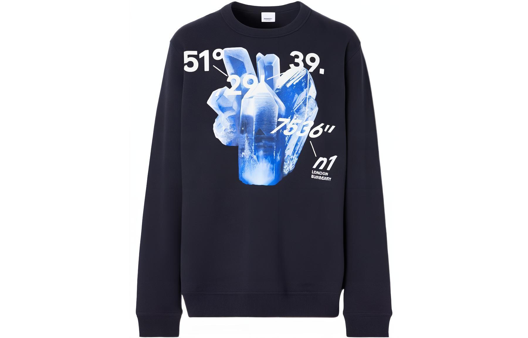 Burberry FW22 Digital Print Crewneck Sweatshirt Navy Blue () 80614241