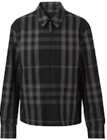 Burberry FW22 Double-Sided Zip-Up Checkered Collar Jacket Gray Menswear 80586031 Burberry FW22 Double-Sided Zip-Up Checkered Collar Jacket Gray Menswear 80586031