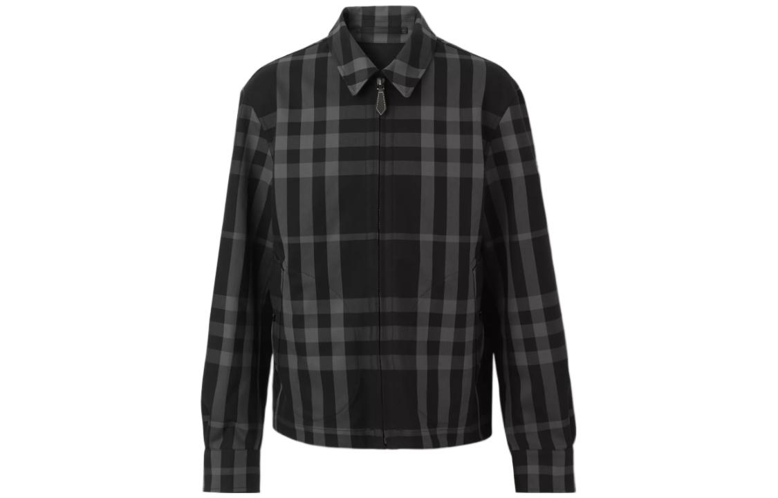 Order 博柏利 FW22 双面拉链格纹翻领夹克 灰色 男装 80586031