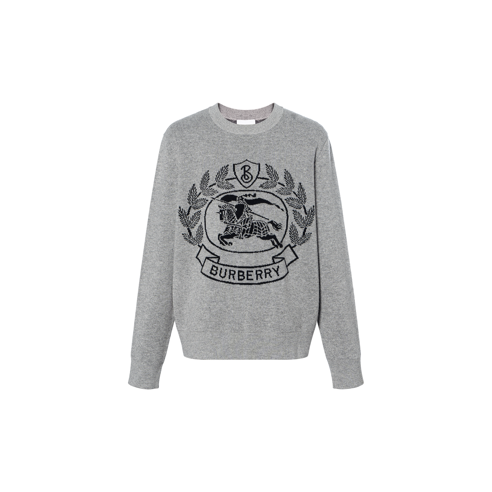 Burberry FW22 Equestrian Knight Jacquard Crewneck Sweater Grey 80636641