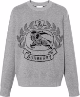 Burberry FW22 Equestrian Knight Jacquard Crewneck Sweater Grey 80636641 Burberry FW22 Equestrian Knight Jacquard Crewneck Sweater Grey 80636641