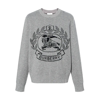 Burberry FW22 Equestrian Knight Jacquard Crewneck Sweater Grey 80636641