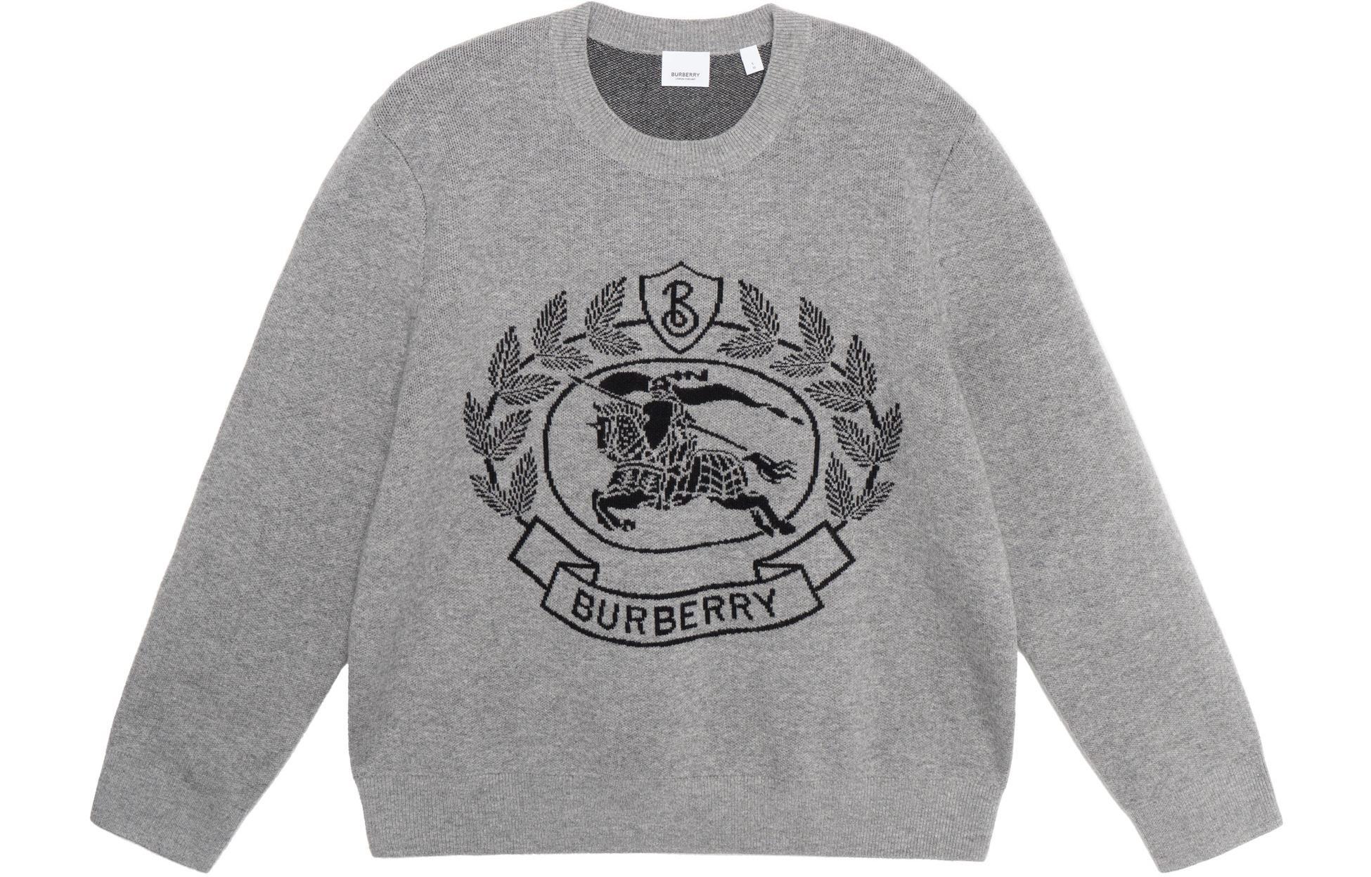 Burberry FW22 Equestrian Knight Jacquard Crewneck Sweater Grey 80636641 圖 2