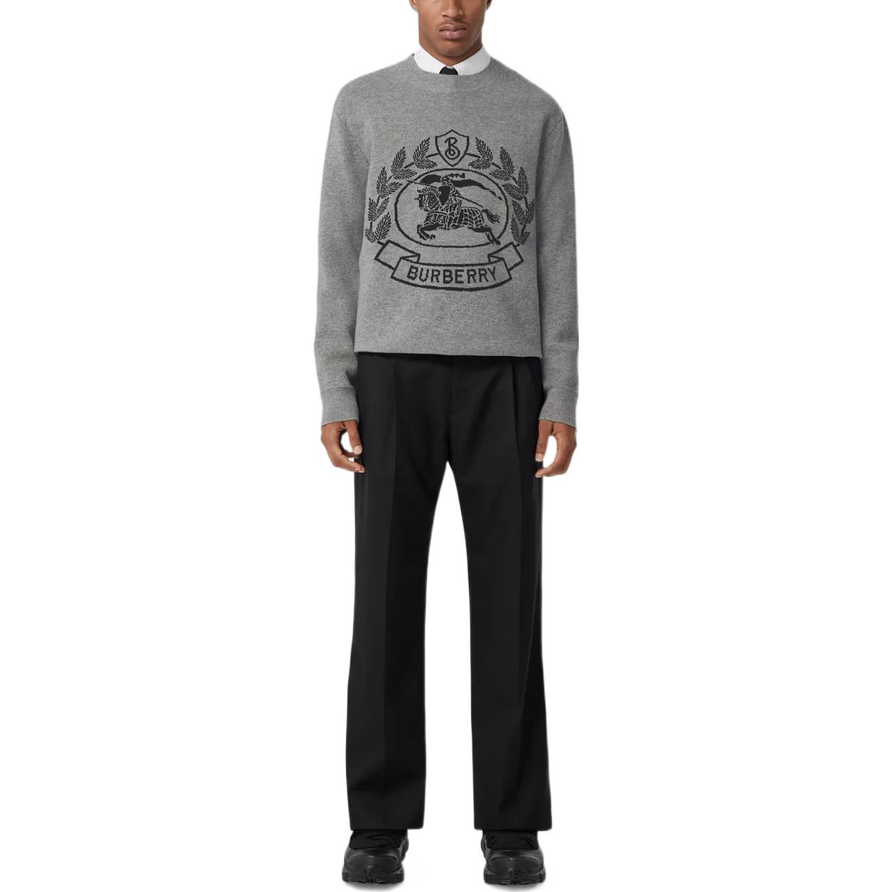 Burberry FW22 Equestrian Knight Jacquard Crewneck Sweater Grey 80636641 圖 4