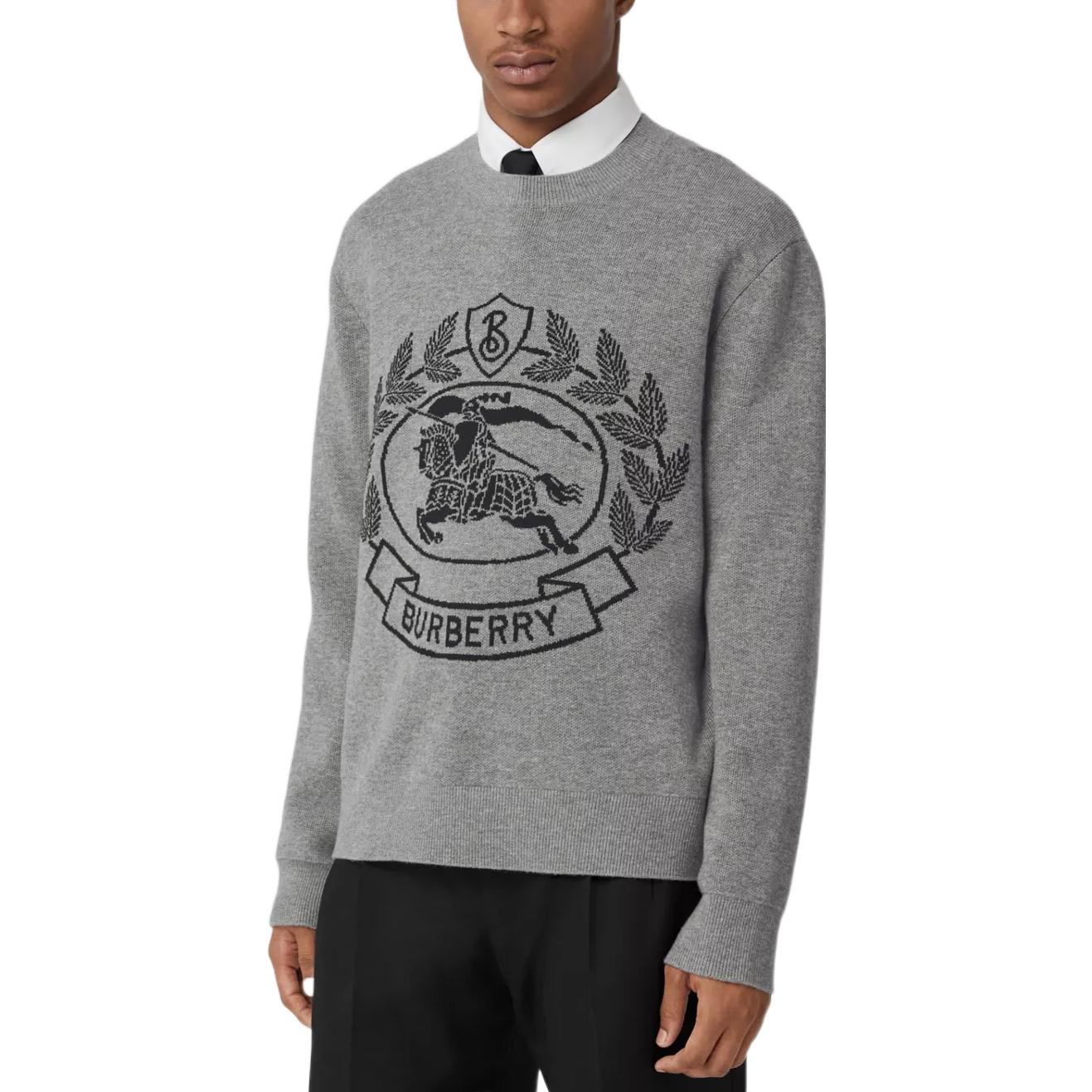 Burberry FW22 Equestrian Knight Jacquard Crewneck Sweater Grey 80636641 圖 6
