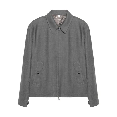 Burberry FW22 Gray Solid Zip-Up Collar Jacket 80559251