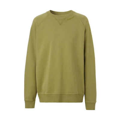 Burberry FW22 Green Crewneck Sweatshirt with Logo for Men. 80625631