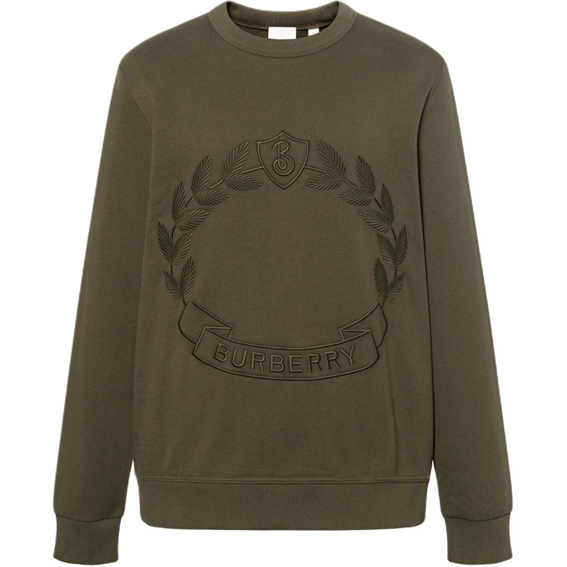 Burberry FW22 Green Embroidered Oak Leaf Pullover Sweatshirt for Men. 80612861