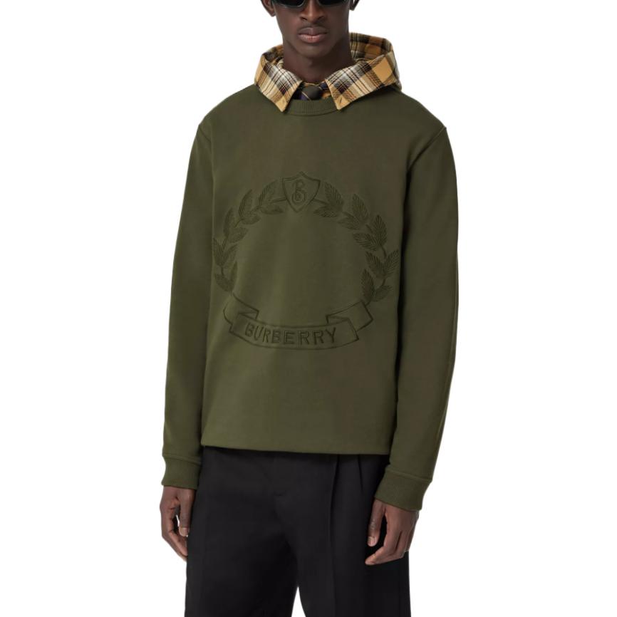 Purchase Burberry FW22 Green Embroidered Oak Leaf Pullover Sweatshirt for Men. 80612861