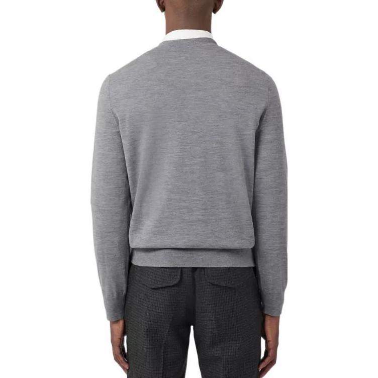 Shop Burberry FW22 Grey Knit Sweater with Oak Leaf Embroidery for Men. 80636341