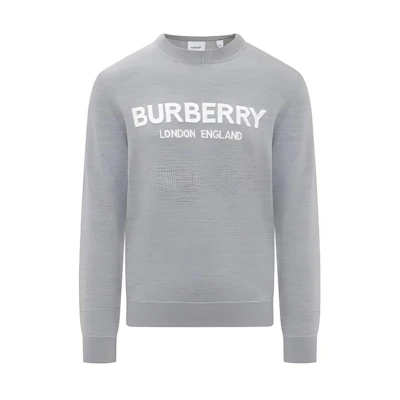 Burberry FW22 Grey Logo Intarsia Wool Crewneck Sweater Sweater. 80548971