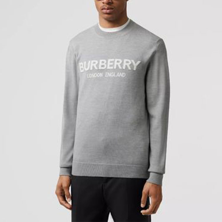 Burberry FW22 Grey Logo Intarsia Wool Crewneck Sweater  Sweater. 80548971 圖 5