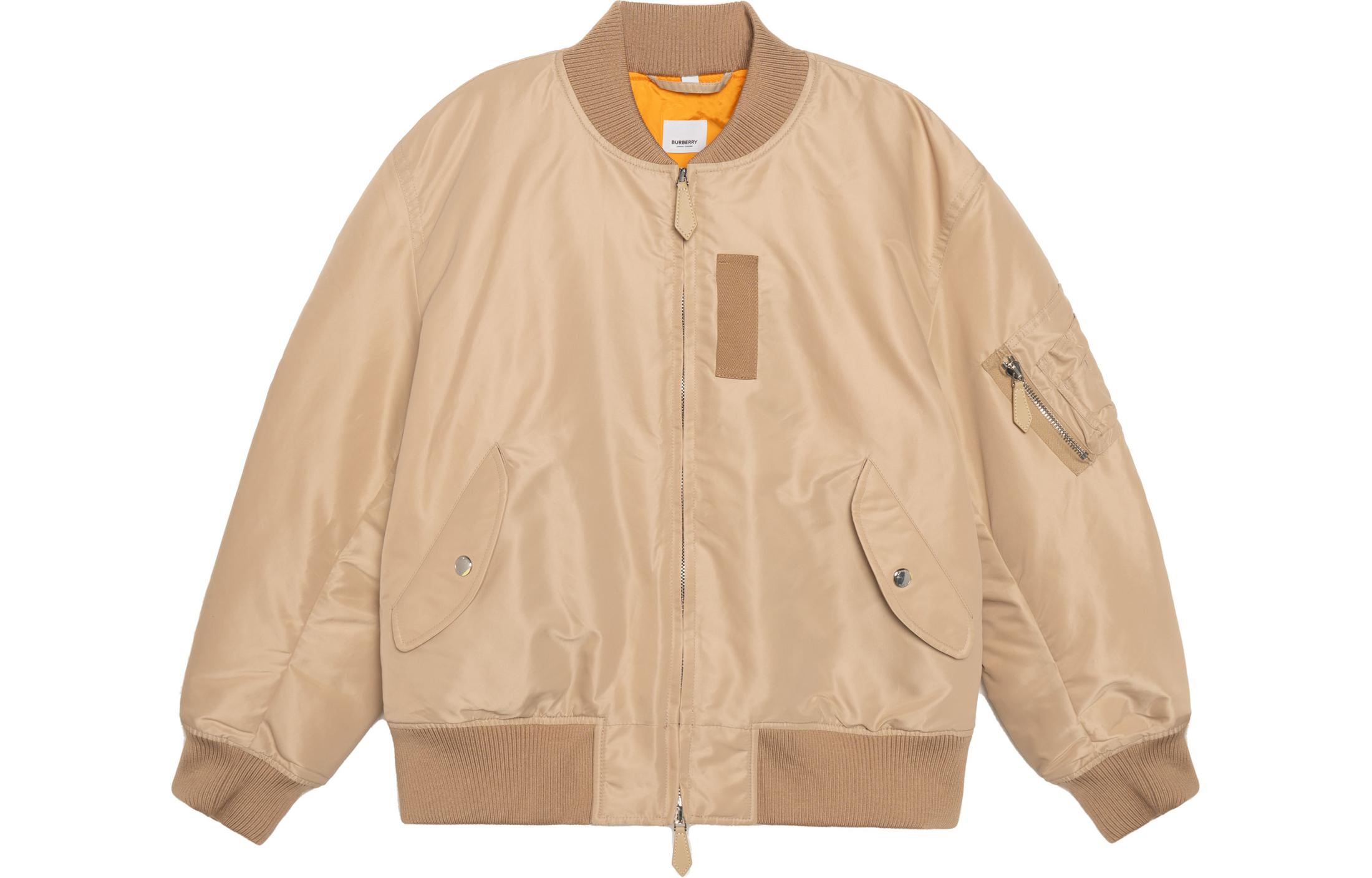 Burberry FW22 Khaki Double-Zip Loose Fit Cotton Bomber Jacket Men’s Casual Style 80544851