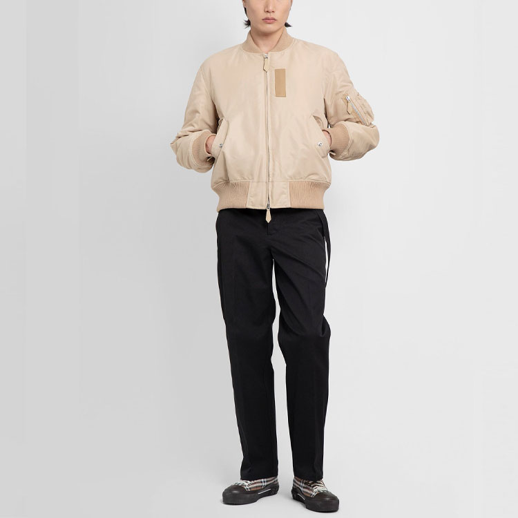 Burberry FW22 Khaki Double-Zip Loose Fit Cotton Bomber Jacket Men’s Casual Style 80544851 圖 4
