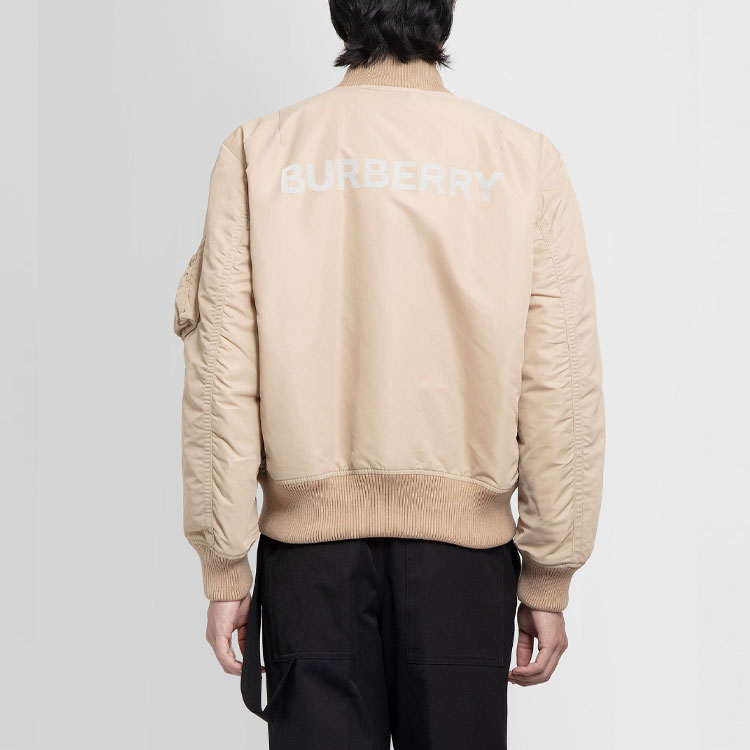 Burberry FW22 Khaki Double-Zip Loose Fit Cotton Bomber Jacket Men’s Casual Style 80544851 圖 5