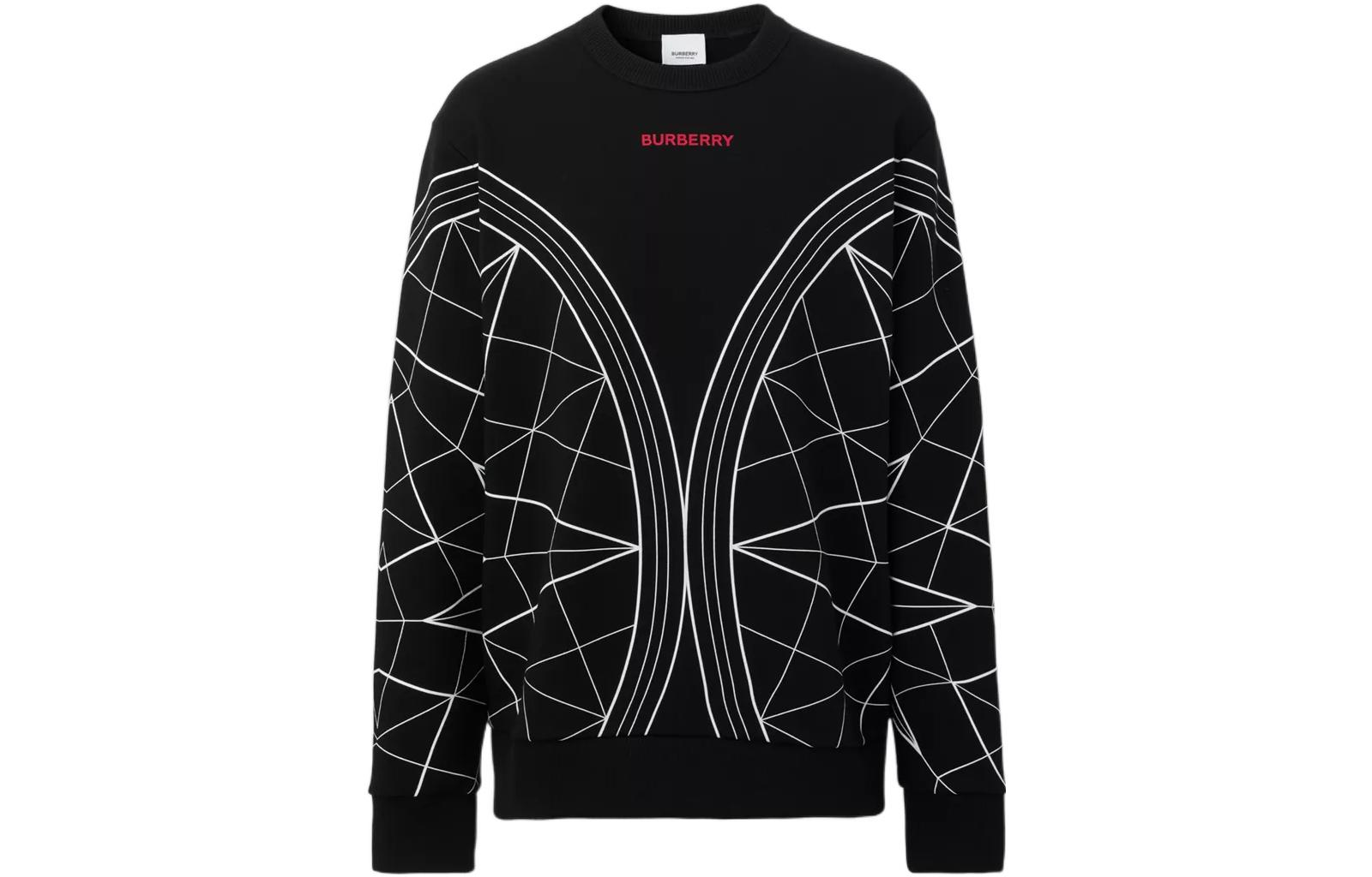 Burberry FW22 Limited Capsule Logo Geometric Print Black Sweatshirt Men 80594451