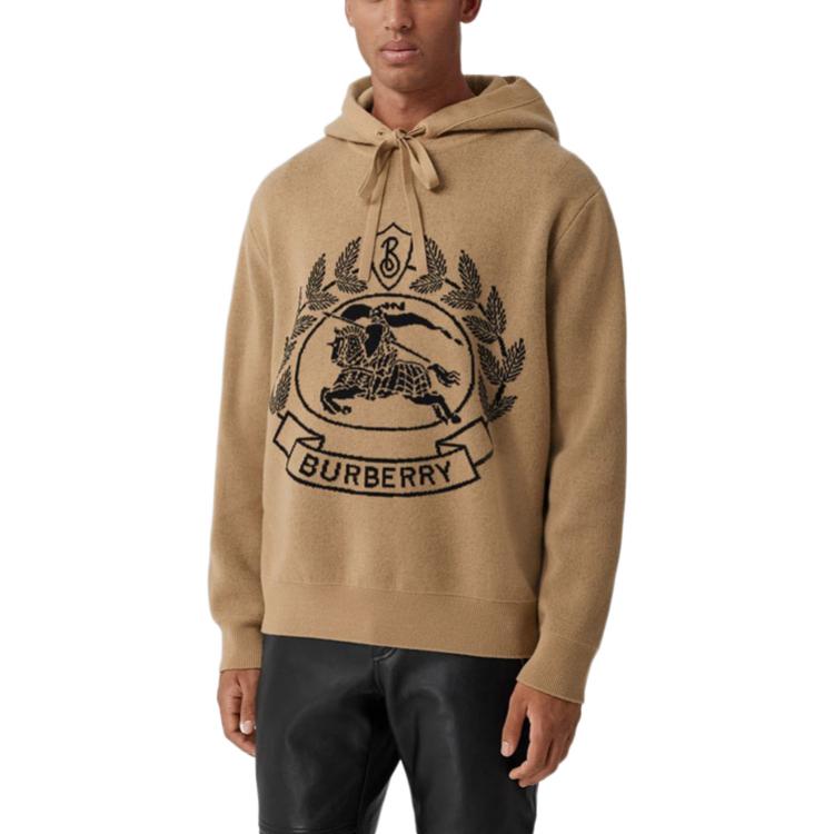 Burberry FW22 Logo Jacquard Loose Fit Hoodie  Sweater - Camel. 80641291 圖 5