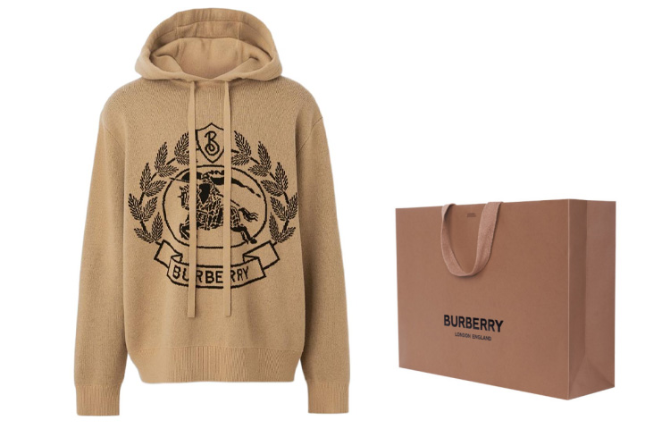 Burberry FW22 Logo Jacquard Loose Fit Hoodie  Sweater - Camel. 80641291 圖 8