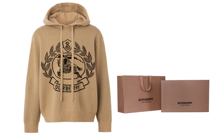 Burberry FW22 Logo Jacquard Loose Fit Hoodie  Sweater - Camel. 80641291 圖 9