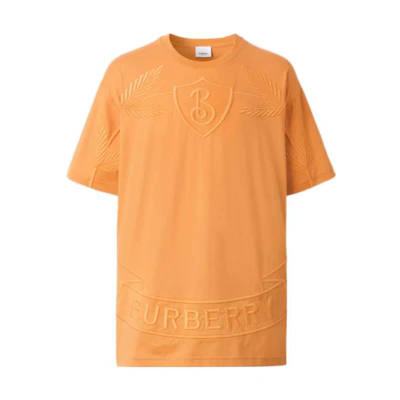 Burberry FW22 Logo Leaf Badge Loose Fit Orange T-Shirt for Men. 80632031
