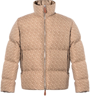 Burberry FW22 Logo Print Puffer Jacket Warm High Collar Beige Brown 80585421 Buy Burberry FW22 Logo Print Puffer Jacket Warm High Collar Beige Brown 80585421