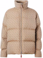 Order Burberry FW22 Jaket Puffer Logo Cetak Kolar Tinggi Beige Coklat. 80585421