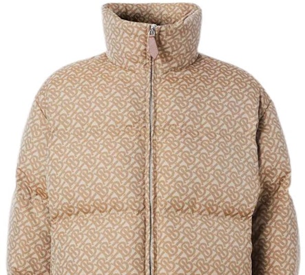 Burberry FW22 Logo Print Puffer Jacket Warm High Collar Beige Brown 80585421 Purchase Burberry FW22 Logo Print Puffer Jacket Warm High Collar Beige Brown 80585421