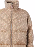 Sizing Burberry FW22 Jaket Puffer Logo Cetak Kolar Tinggi Beige Coklat. 80585421