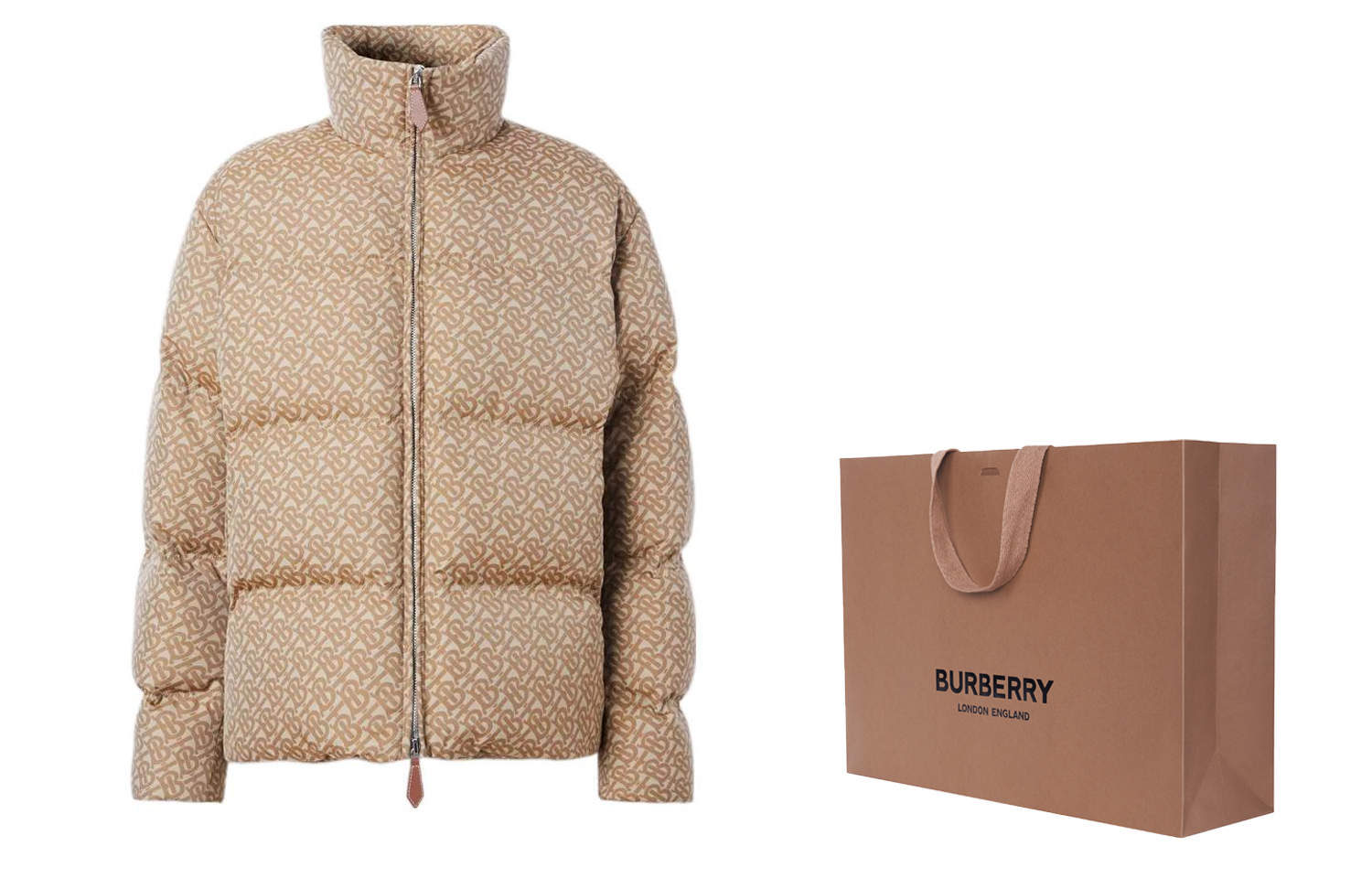 Cheap Burberry FW22 標誌印花高領羽絨外套 米棕色 保暖 80585421