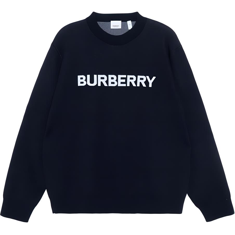 Buy Burberry FW22 Logo Wool-Cotton Oversized Knit Sweater  Dark Blue 80636551