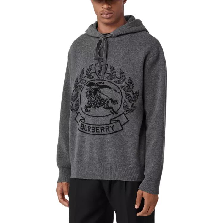 Lookbook Burberry FW22 Monogram Logo Jacquard Hoodie Sweater Men’s Dark Grey. 80636621