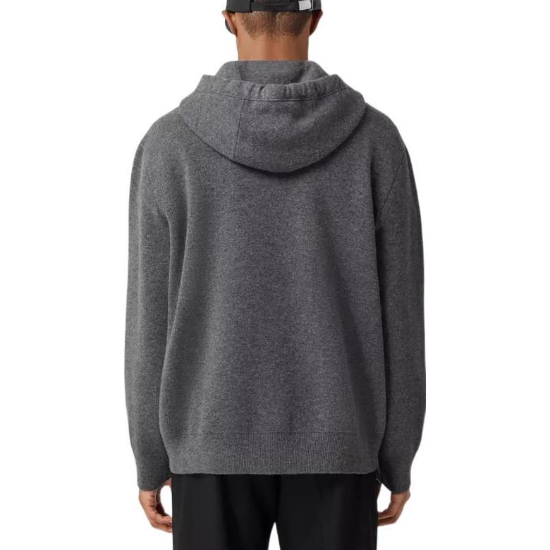 Shop Burberry FW22 Monogram Logo Jacquard Hoodie Sweater Men’s Dark Grey. 80636621