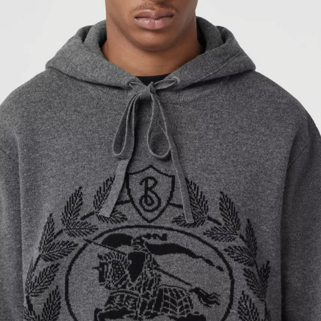 Purchase Burberry FW22 Monogram Logo Jacquard Hoodie Sweater Men’s Dark Grey. 80636621