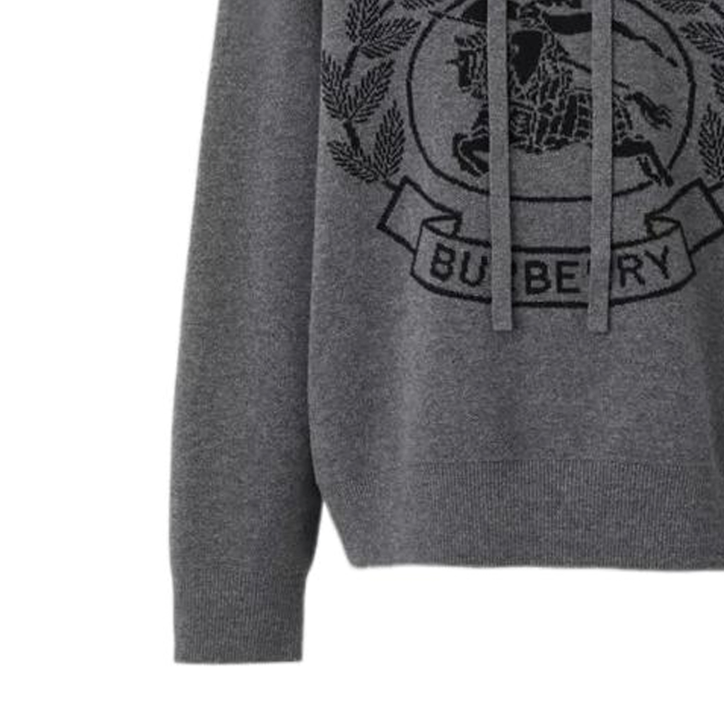 Sizing Burberry FW22 Monogram Logo Jacquard Hoodie Sweater Men’s Dark Grey. 80636621