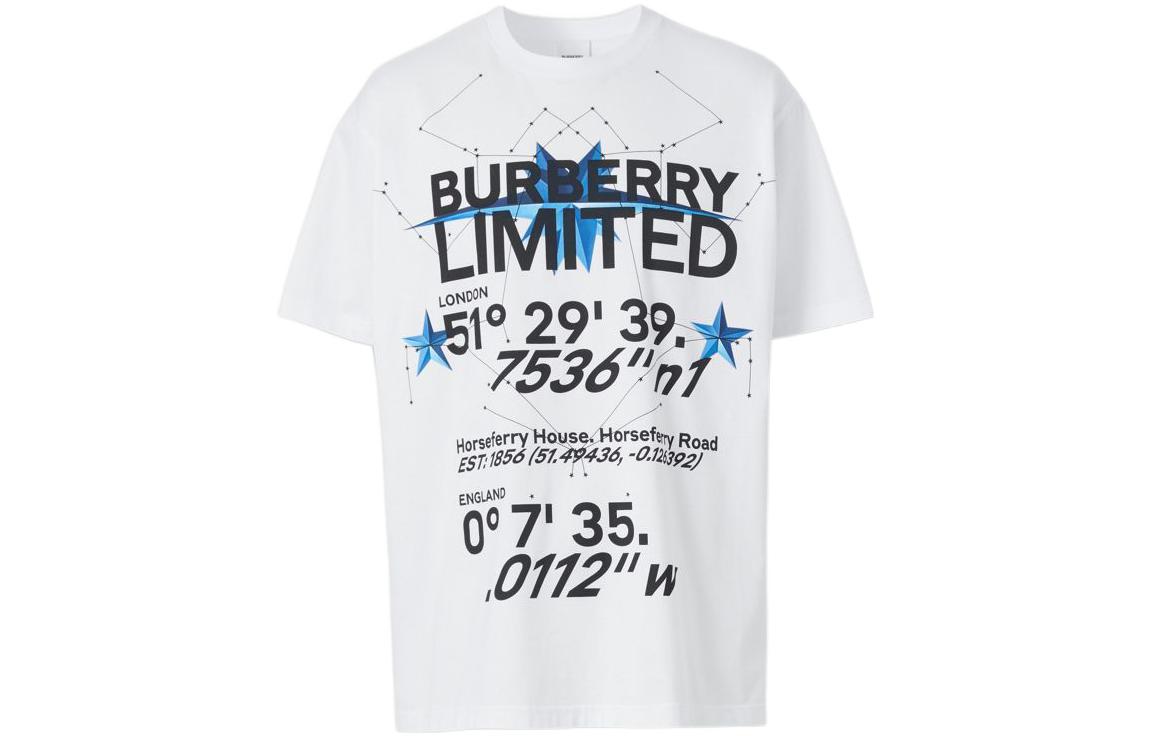 Burberry FW22 Monogram Print Crewneck Short Sleeve T-Shirt  White. 80611941