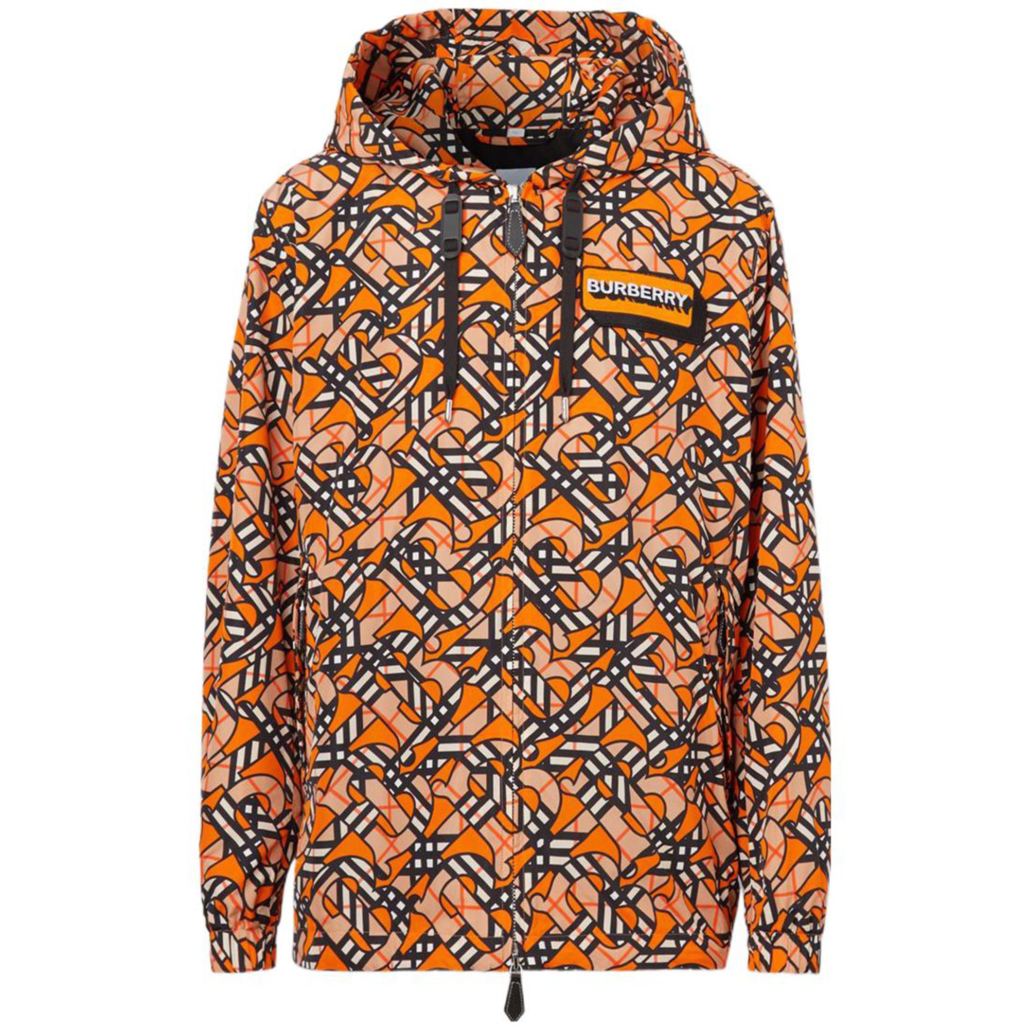 Burberry FW22 Monogram Print Zip-Up Hoodie Jacket Bright Orange 80567671