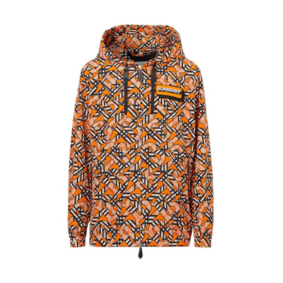 Burberry FW22 Monogram Print Zip-Up Hoodie Jacket Bright Orange 80567671