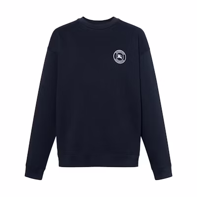 Burberry FW22 Navy Blue Crewneck Sweatshirt with Equestrian Logo Unisex. 80362861