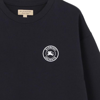 Burberry FW22 Navy Blue Crewneck Sweatshirt with Equestrian Logo Unisex. 80362861 4
