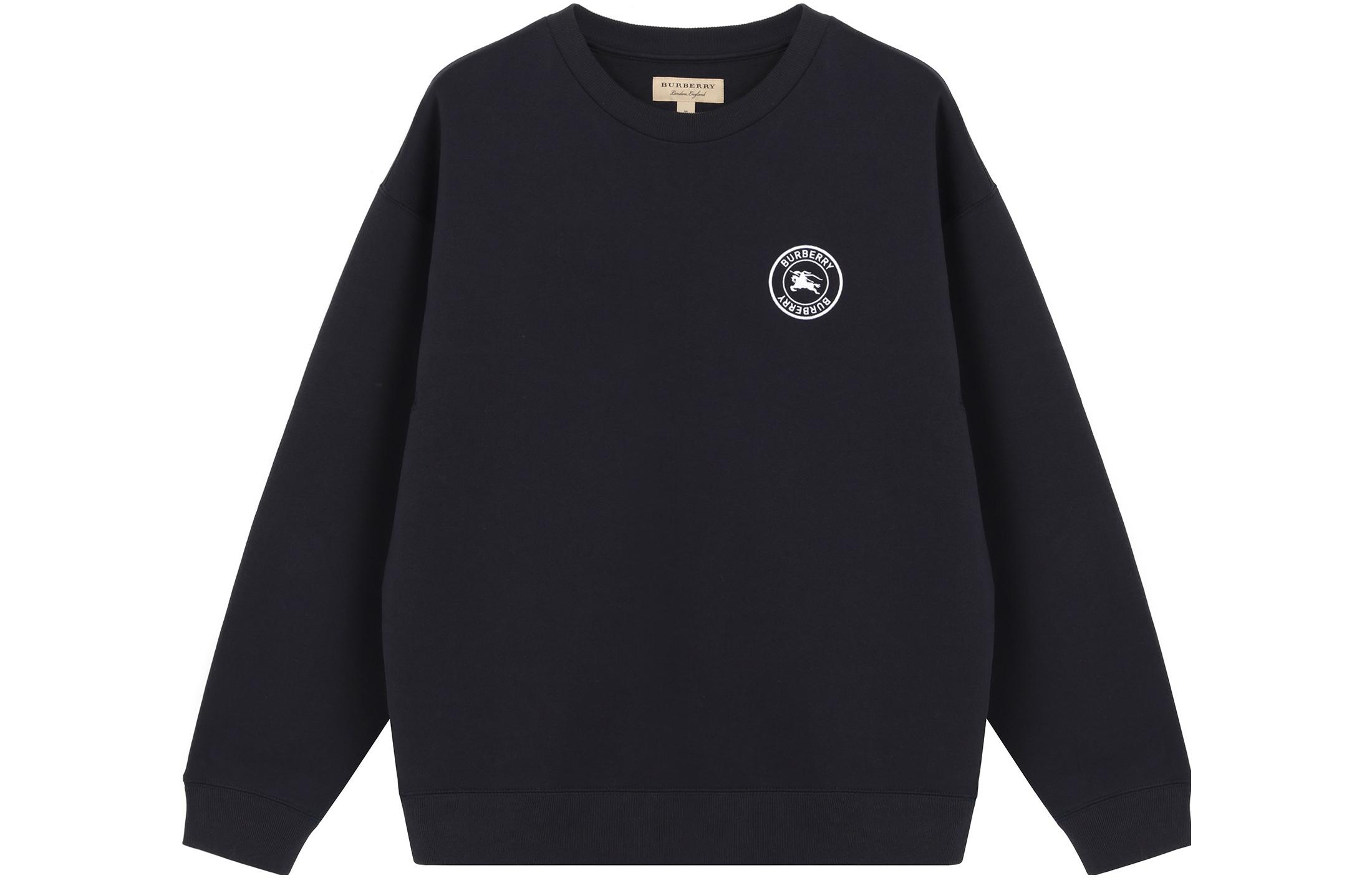 Order Burberry FW22 Navy Blue Crewneck Sweatshirt with Equestrian Logo Unisex. 80362861