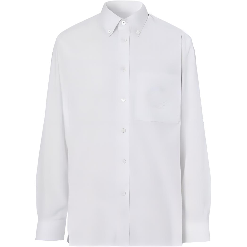 Burberry FW22 Oak Leaf Embroidered Long Sleeve Shirt White 80648741