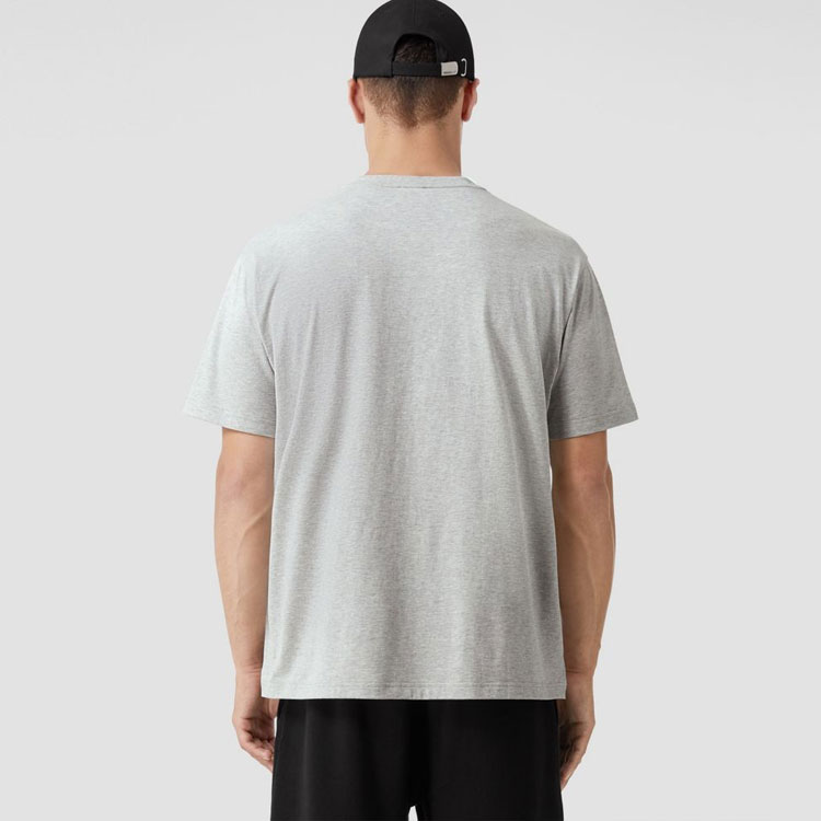 Purchase 博柏利FW22橡树叶徽标刺绣男士灰色圆领T恤。 80612911