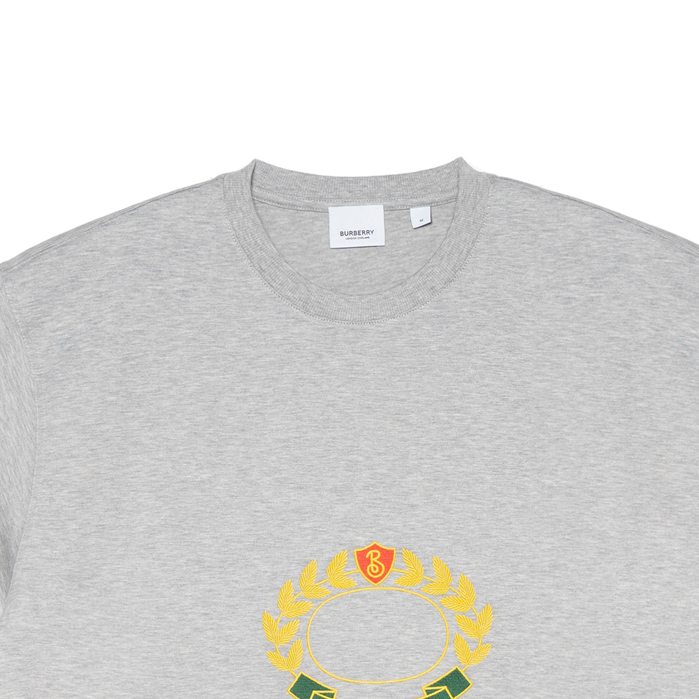 Cheap 博柏利FW22橡树叶徽标刺绣男士灰色圆领T恤。 80612911