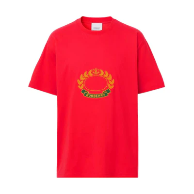Burberry FW22 Oak Leaf Logo Print Crewneck T-Shirt Men’s Bright Red. 80612901