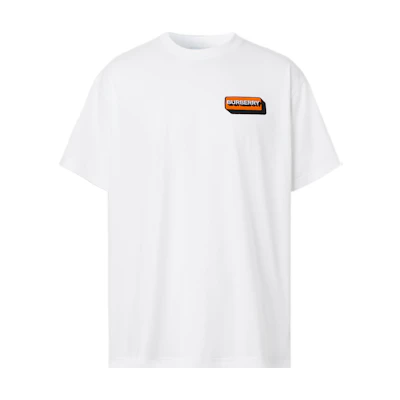 Burberry FW22 Oversized Cotton Logo Applique T-Shirt White. 80580931