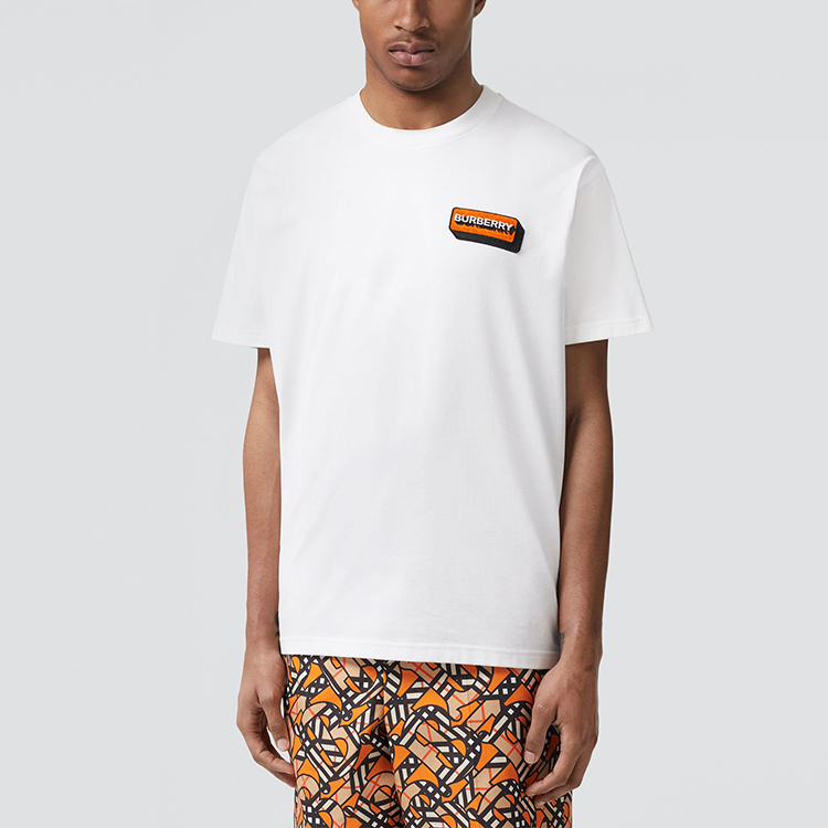 Burberry FW22 Oversized Cotton Logo Applique T-Shirt  White. 80580931 圖 4